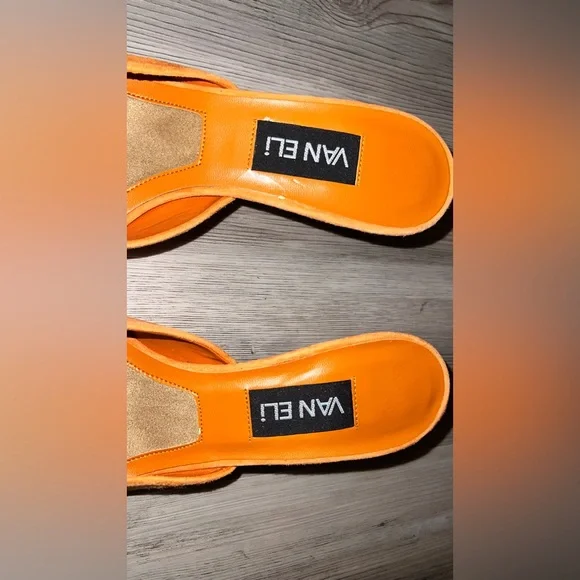 Vaneli Orange Suede Kitten Heel Open Back Mules Size 8 New Without Box - Picture 2 of 6